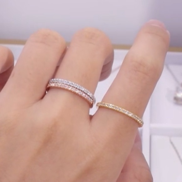 Diamond Gold Eternity Band Set - Picture 9 of 11